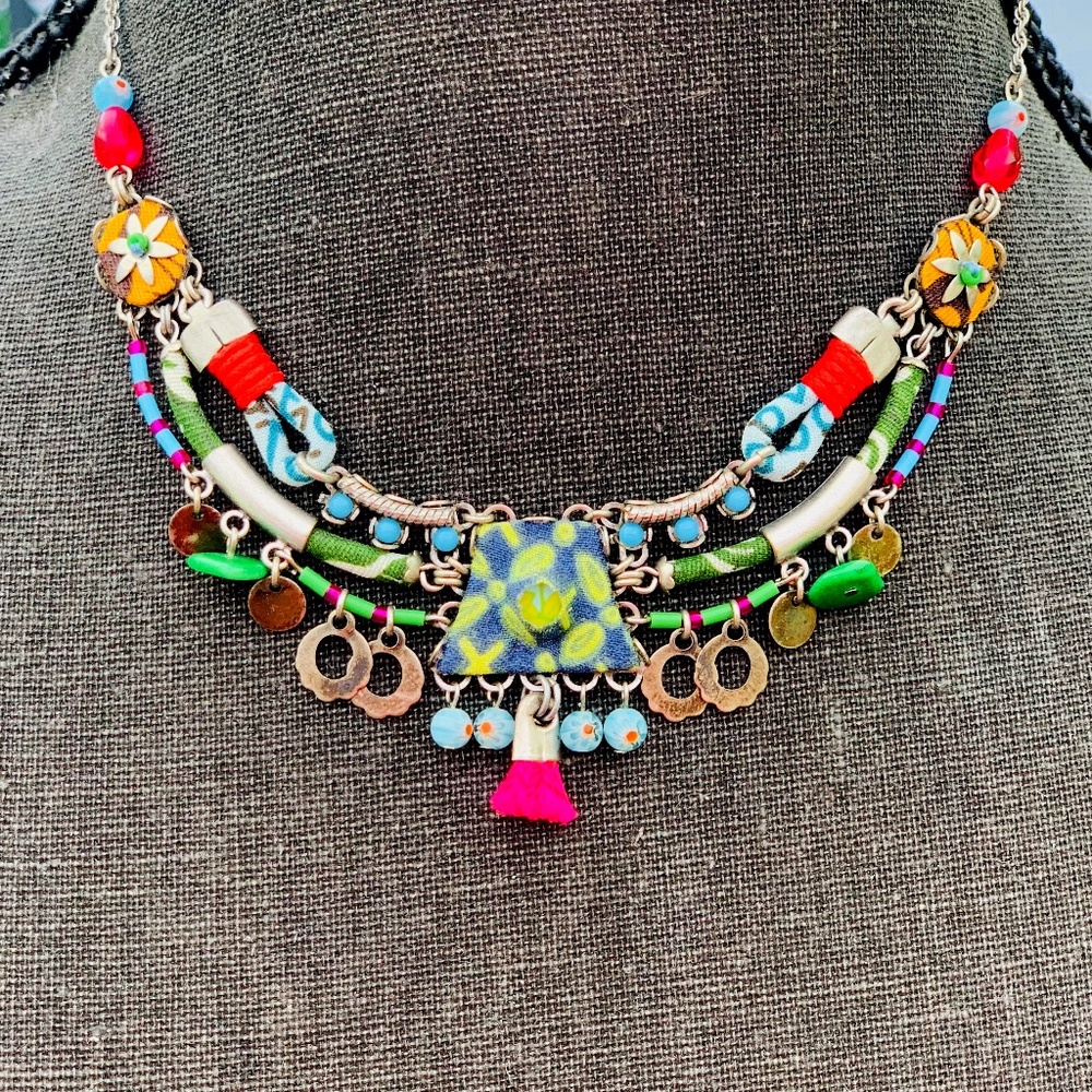 AYALA BAR Fabric on metal necklace